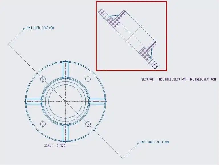 Auxiliary view - cad drawing views