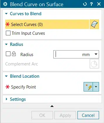 how to create Blend Curve on Surface using Siemens Nx